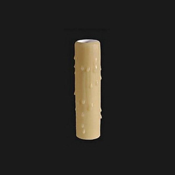 A tall, cylindrical candle resembling textured wax with drip details, set against a dark background, showcasing a warm, soft glow. Ideal for enhancing ambiance in any setting.