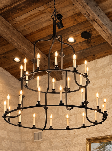 Español Sueño Double Tier - Wrought Iron Chandelier